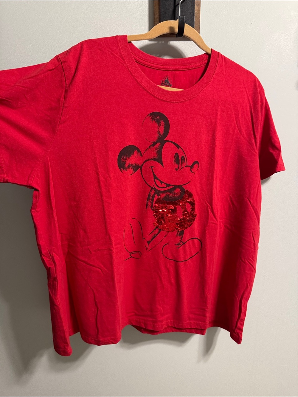 Disney Adult Red Mickey Mouse Sequin Graphic Tee 3XL